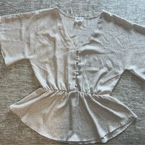 Women's Beige Button-Down Blouse